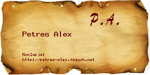 Petres Alex névjegykártya